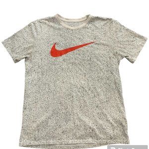 NIKE White Grey Speckled Red Swoosh T-Shirt Size Large